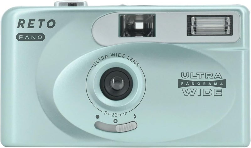 RETO PANO 35mm Film Camera - 22mm Wide Lens, Panorama, Easy Switch, Cinematic Modes, Lens Cover, Built-in Flash, Reusable (Film & AAA Battery are not Included) (Metallic Mint) - Image 1